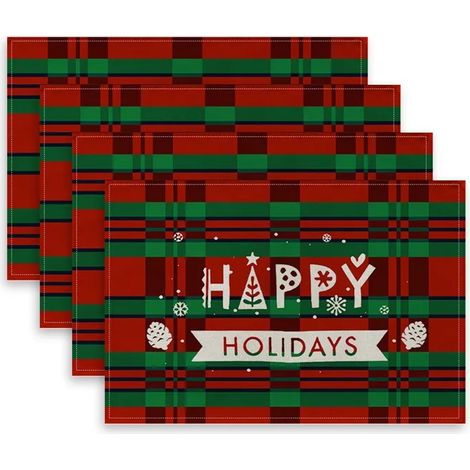 Christmas Tree Snowman Santa Claus Reindeer Heat resistant washable table placemats Kitchen centerpieces (1/5)