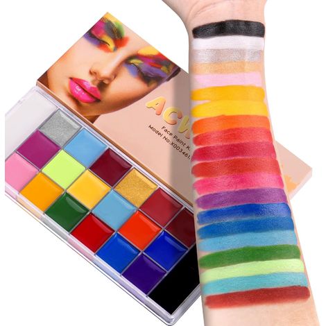 Pintura facial y corporal, 20 colores, pintura al óleo profesional, paleta de maquillaje para tatuajes faciales, ideal para disfraces de fiesta de Halloween.