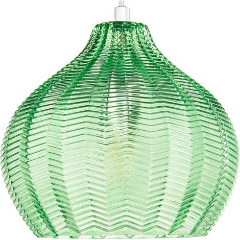 Lámpara de techo de vidrio verde esmeralda 73 cm colgante pantalla Keila