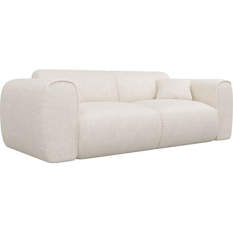Canapé 3 places convertible express en tissu texturé beige - Couchage 140 cm - Matelas 13 cm mémoire de forme POGNIA (1/4)