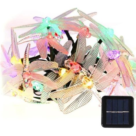 Guirlande Lumineuse - - 20 Libellules LED Multicolores - Solaire - Imperméable - 4.8m (1/4)