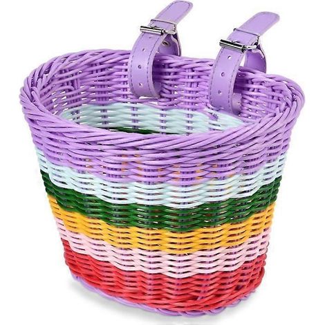 Panier avant de vélo, panier avant de vélo enfant multicolore tissé à la main (1/5)