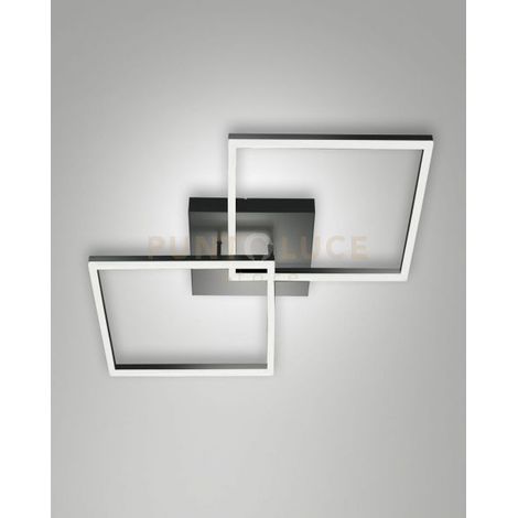 BARD  PLAFONIERA ANTRACITE  L.65X65CM 2 LUCI A LED 3000K - 52W - 5180 lm DIMMERABILE C/ACC.