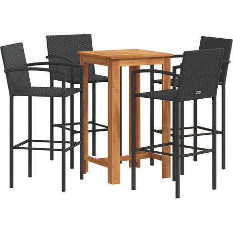 Maison Exclusive - 5-tlg. Gartenbar-Set Schwarz Massivholz Akazie