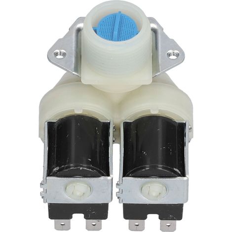 Vanne d'admission d'eau pour lave-linge, électrovanne double tête, accessoire machine à laver, compatible AC220V-240V (1/5)