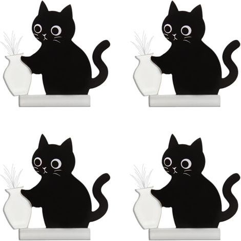 Lot de 4 aimants de réfrigérateur commémoratifs en Acrylique en Forme de Moustaches de Chat Noir, décorations pour vases, Jolis Supports décoratifs, Accessoires de décoration Originaux pour (1/5)