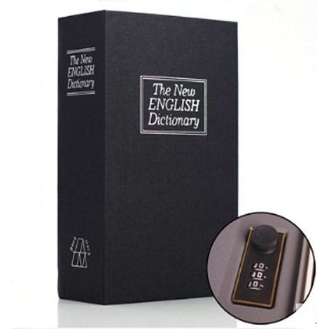 Coffre-fort Livre Factice Taille Moyenne Paroi Interne Épaissie Simulation Réaliste Serrure à Code pour Argent et Objets de Valeur Noir (1/3)