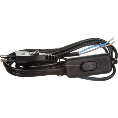 Cavo di collegamento con interruttore KF-HK-1 H03VVH2-F 2x0.75 2m nero S09272