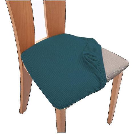 Lot de 6 housses extensibles jacquard pour assise de chaise, housses de coussin d'assise (1/4)