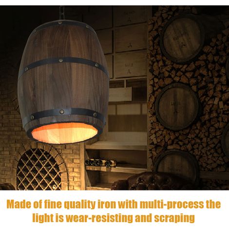 Créatif distinctif bois baril de vin suspendu luminaire plafond pendentif décoration lampe éclairage Bar Restaurant café lumière (1/5)
