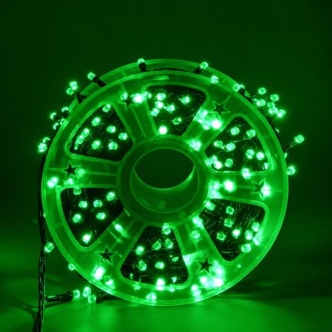 Guirlande lumineuse LED 50 m 240 LED lumière verte fil noir sur enrouleur 20 × 2 × 2 cm 200 g – Livraison gratuite