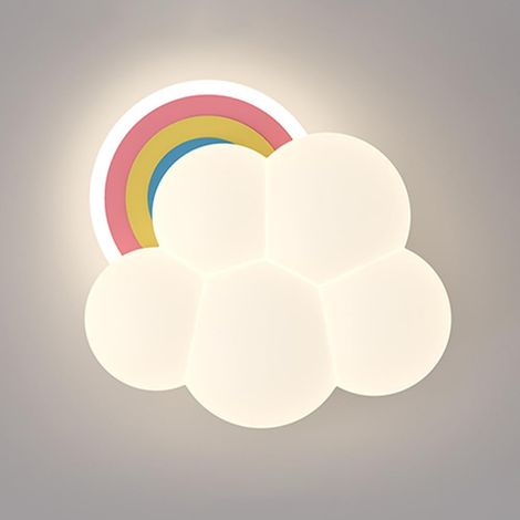 Lampe murale arc-en-ciel de dessin animé, luminaire mural en acrylique blanc, application murale de nuages à bulles pour la chambre des enfants, lampes murales à LED modernes - 21W - 3 modes de coul (1/5)