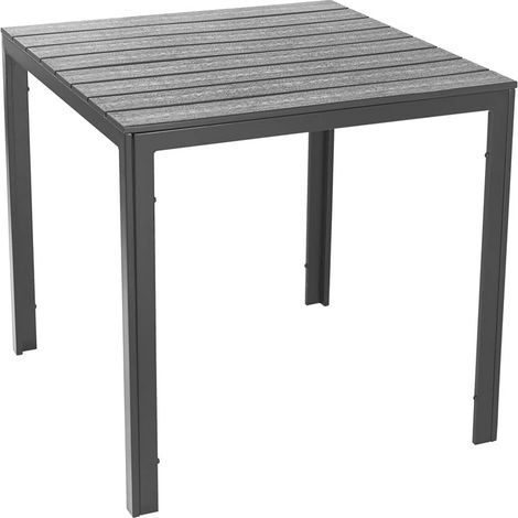 TTAVOLO DA GIARDINO GRIGIO TENERIFE QUADRATO EFFETTO LEGNO IN METALLO 78X78X74