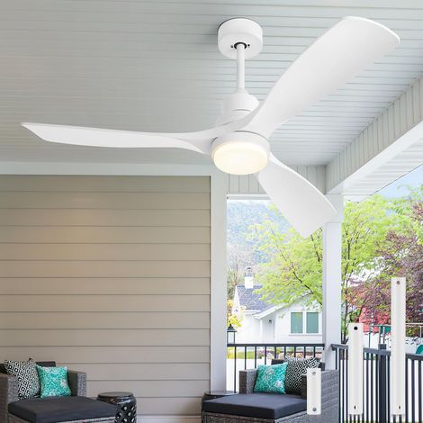 132 cm Ceiling Fan with Remote Control Light 3 Blades White  Silent Ceiling Fan 6 Speeds 3 Temperatures Reversible DC Motor Silent Ceiling Fan For Patio (1/5)