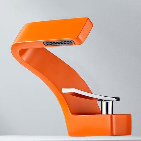 Orange washbasin tap, single-handle waterfall mixer tap for a modern and elegant bathroom (1/5)