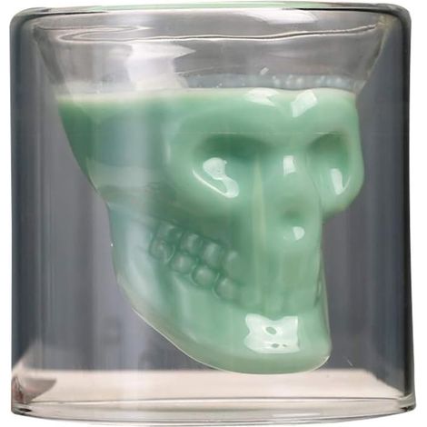 Verre à double paroi transparent à motif de crâne, pour café, vin, bière, thé, lot de 1 (1/5)
