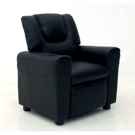 Fauteuil de relaxation manuel pour enfant 61x42x65 cm en PU noir