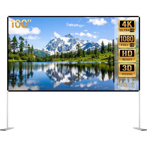 Écran de Projection 100 Pouces 16: 9 Ecran Projecteur Pliable Lavable Résistant Portable, 4K HD Ecran Projecteur avec Sac Portatif pour Cinéma Maison Bureau Voyage (1/5)