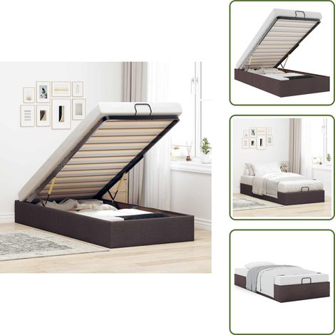 vidaXL Cadre de lit ottoman sans matelas marron foncé 90x200 cm tissu (1/5)