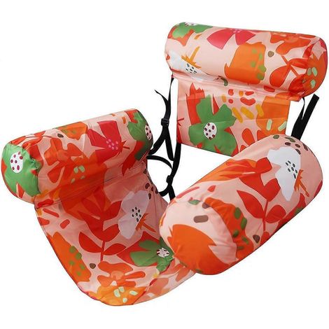 Bouées gonflables pour adultes, chaise longue flottante à motifs végétaux, piscine gonflable robuste, frites de piscine orange (partie 1) (1/5)