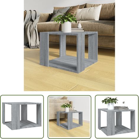The Living Store Table basse Sonoma gris 40x40x30 cm Bois d'ingénierie - Table Basse - Meuble Salon - Table D'appoint - Table Design - Rangement Intérieur (1/5)