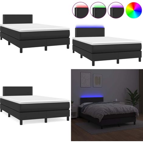 Sommier à lattes de lit matelas LED noir 120x190 cm similicuir - Lit Plateforme - Lit Design - Lit Moderne - Lit Avec Rangement - Tête De Lit Ajustable - Home & Living (1/5)