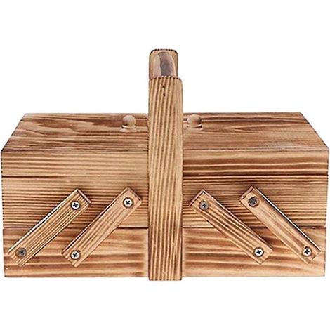 Boîte à couture pliable en bois, pouvant contenir du fil, des ciseaux, un panier à couture, une boîte à bijoux, compatible avec les sacs à outils de couture et les organisateurs de bijoux. (1/5)