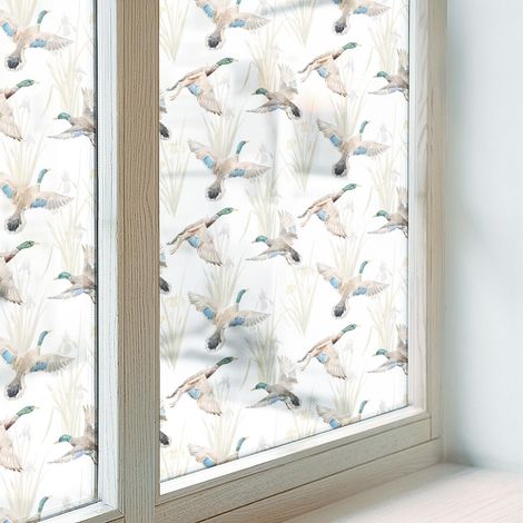 Film Dépoli pour Fenêtre 200x100 Protection Adhésif pour Chambre Salle de Bain Vitrail Décoratif Collés sur le Verre PVC Les oiseaux et la nature (1/5)