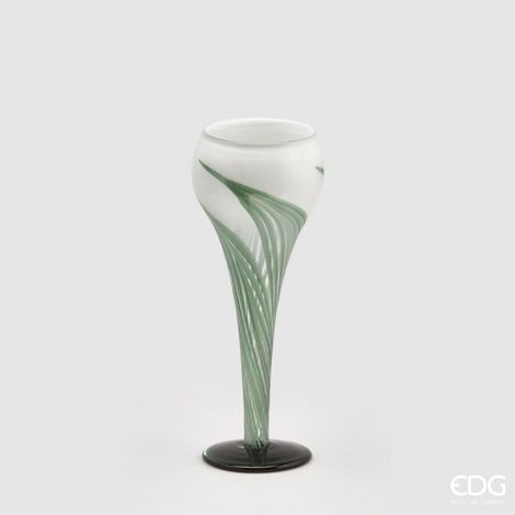 EDG Enzo De Gasperi Vaso Tulipano a Calice H 35 Cm D 13 Cm Scatola Regalo White Green (1/5)
