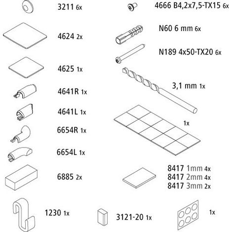 Kermi 2539337 EBLI036 Jeu de pièces de montage