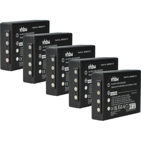 vhbw 5x Akku Ersatz für HBC PM237745002 für Industrie-Funkfernsteuerung Fernbedienung (2300 mAh, 6 V, NiMH) - Schwarz
