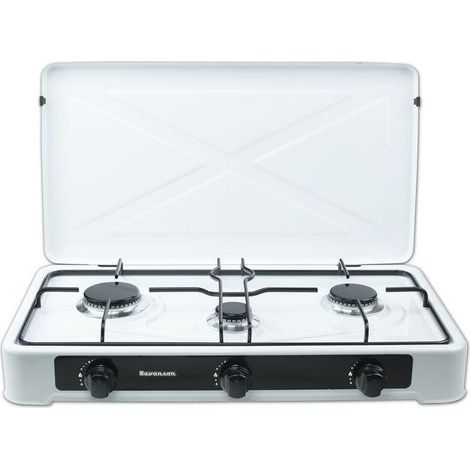 Plaque de cuisson à gaz de comptoir Ravanson K-03TB [blanche  3 zones] (1/3)