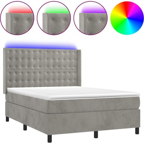 Maison Exclusive - Cama box spring colchón y LED terciopelo gris