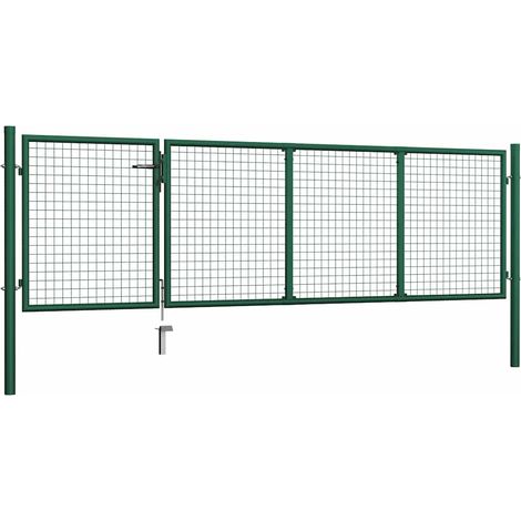 Maison Exclusive - Puerta de jardín de acero 350 x 100 cm verde (1/5)
