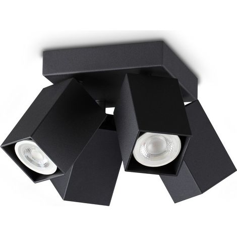 Ideal Lux DYNAMITE Spots de plafond carrés noirs, 4 x GU10