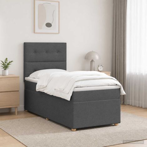 Letto Box Spring LED con Materasso Grigio Scuro 90 x 190 cm vidaXL (1/5)