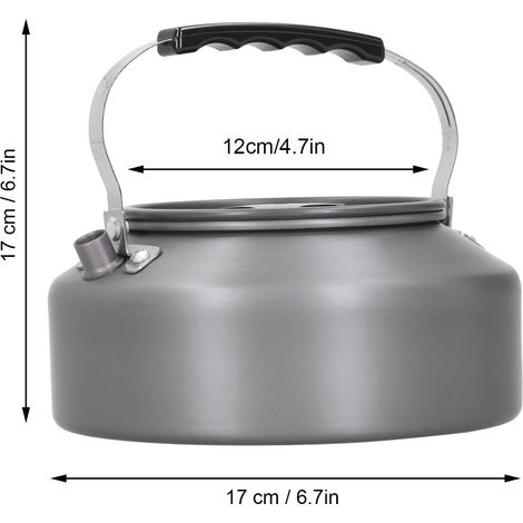 Tragbarer 1,6-Liter-Wasserkocher für Camping, Angeln, Wandern und Grillen (schwarzer Griff) (1/5)