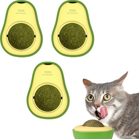 Lot de 3 balles d'herbe à chat - Jouet interactif pour chat - Jouet d'intérieur interactif pour chat (1/5)