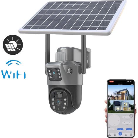 Caméra Solaire PTZ, Double Objectif, Vision Nocturne, WIFI (1/2)