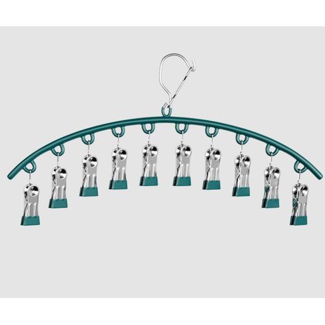 (2 pièces X 10 Clips chacun) Pivotant Coupe Vent accroche Chaussettes, Séchoir à Chaussettes en Acier Inoxydable Crochet tournant, Séchoir à sous vêtements