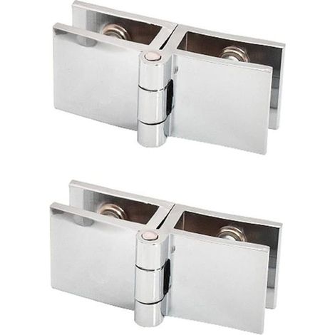 Lot de 2 charnières de porte de bibliothèque en verre, Pivot à 180°, Clip bilatéral, Pince en verre, Pratique (1/5)