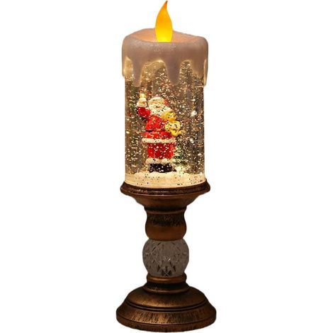 Winkende, glitzernde, sich drehende Kerze in Form eines alten Mannes – batteriebetrieben – beleuchtete Weihnachtskerze für Zuhause (1/2)