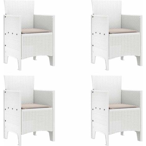 Chaise de jardin 4 lot de 2 Chaises d'extérieur Blanc 53 x 49 x 85 cm Polypropylène (1/5)
