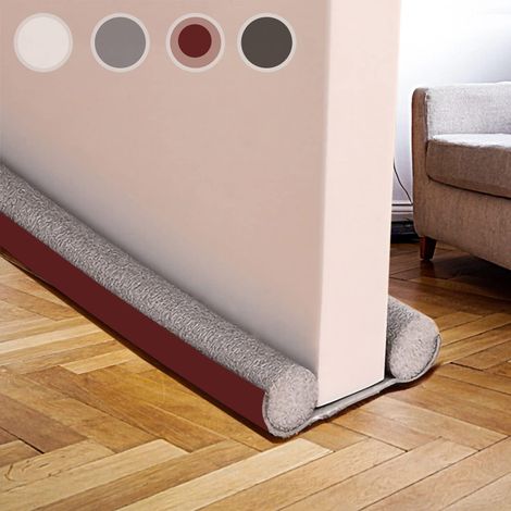 Boudin de Porte 94 cm,Double Joint Anti-Bruit,Coupe-Froid et Anti-Courant d'Air (Marron) (1/5)