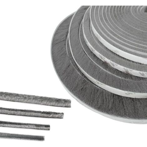 Joint de brosse de porte, 1m (L) x 9 mm (l) x 23 mm (P), gris, joint de porte et de fenêtre insonorisé, joint de brosse adhésif