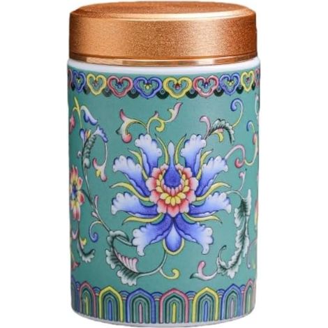 Boîte à thé vide scellée portable - Résistante à l'humidité - Boîte de rangement décorative en métal avec couvercle hermétique - Petite taille - Vert (1/5)