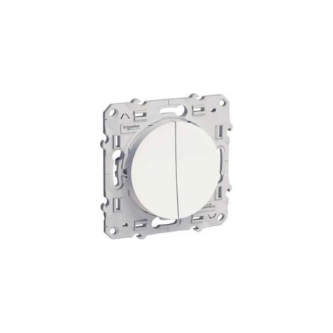 Schneider Electric – Interrupteur double va-et-vient à vis – Connexion rapide – Résistant aux chocs – Compatible gamme Odace – Finition blanche moderne