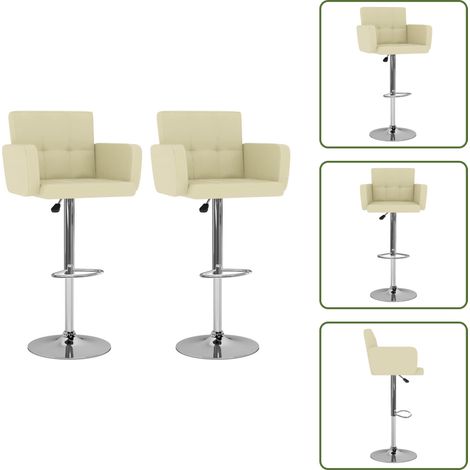 Tabourets de bar lot de 2 crème similicuir - Tabouret De Bar - Tabourets De Comptoir - Chaise Haute - Mobilier De Cuisine - Simuli Cuir (1/5)