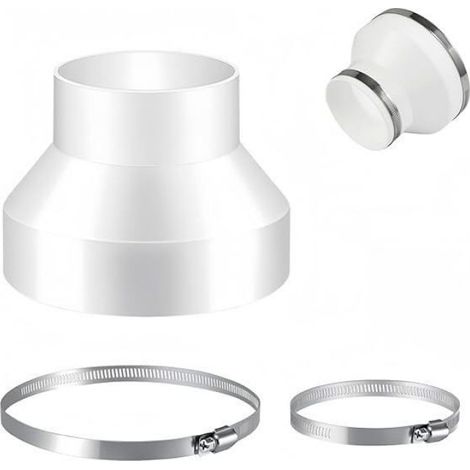 Alfven Adaptateur de Tube Rond Réducteur pour Ventilation 150 mm à 100 mm avec 2 colliers de serrage en acier ASSAINISSEMENT (TUYAU (1/2)