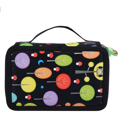Étui à crayons en tissu coloré 72 emplacements pour étudiants, pochette à stylos noire pour dessin et croquis (1/5)